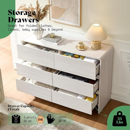 AMERLIFE 6 Drawer Dresser for Bedroom, Anti-Tip Kit, Wood Cabinet Organizer for - Image 4