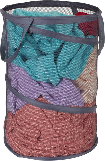 Household Essentials 2027-1 Pop-Up Collapsible Mesh Laundry Hamper | Charcoal - Image 6