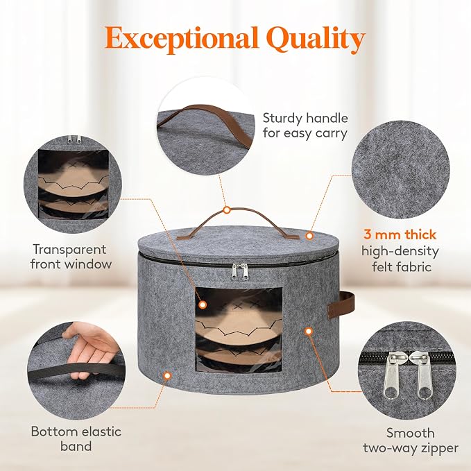 Lifewit Round Cowboy Hat Box for 7 Caps, Large Felt Hat Organizer Bag for Men & - Image 4