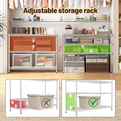 DurayLoly Heavy Duty 3-Tier Metal Shelving Unit, Adjustable Shelves, Chrome | - Image 6