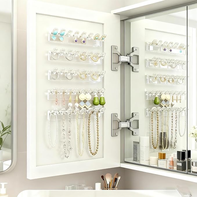 6 Pack Acrylic Necklace Hanger Wall Mounted Necklace Organizer Hanging Jewelry - Image 6