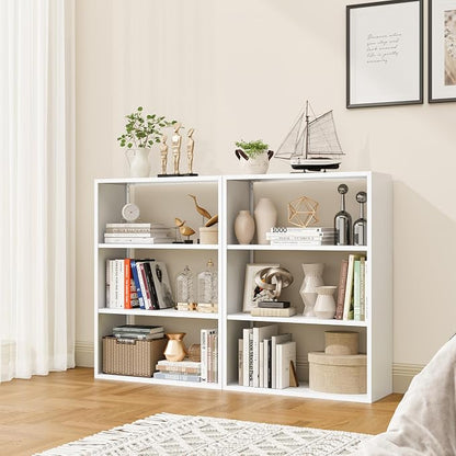3 Tier White Metal Bookshelf, Small Open Bookcase - Image 3