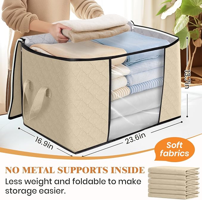Fab totes 24 Gallons Clothes Storage, Foldable Thick Fabric Blanket Storage Bags - Image 2