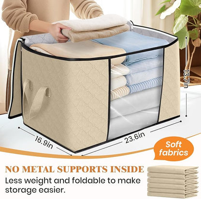 Fab totes 24 Gallons Clothes Storage, Foldable Thick Fabric Blanket Storage Bags - Image 2