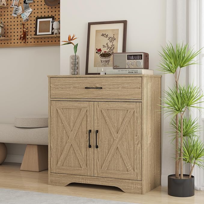 Panana Wooden Cabinet 1 Drawer and 2 Doors Storage Cupboard Coffee Bar - Image 9