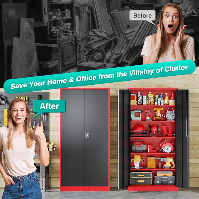 SISESOL Wide & Deep Metal Storage Cabinet - Image 8