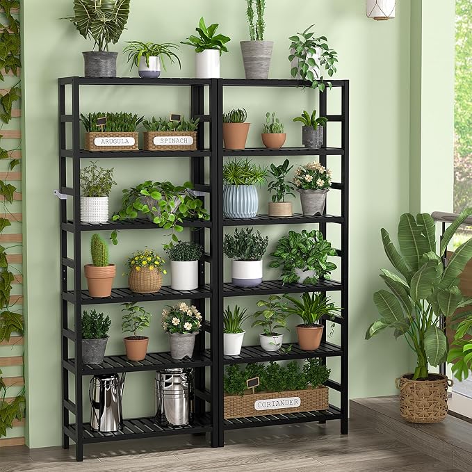 Homykic 6-Tier Bamboo Bookshelves and Bookcases, Adjustable 63.4”Tall Shallow - Image 7
