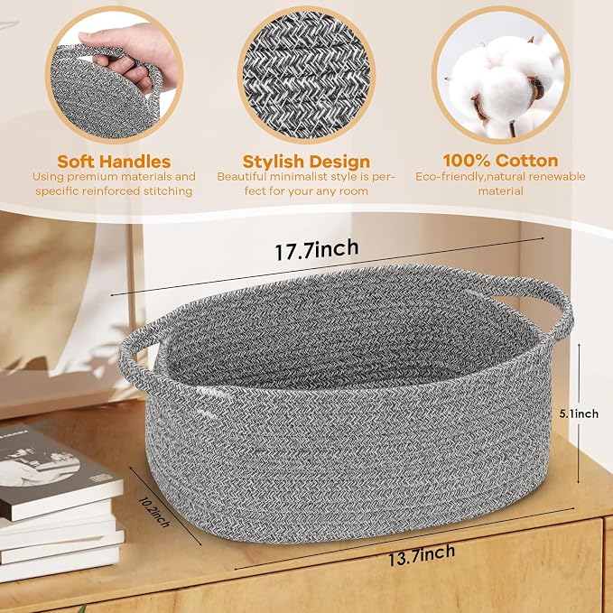 Small Woven Cotton Rope Basket Cute Baby Gift Baskets Empty Decorative Storage - Image 2