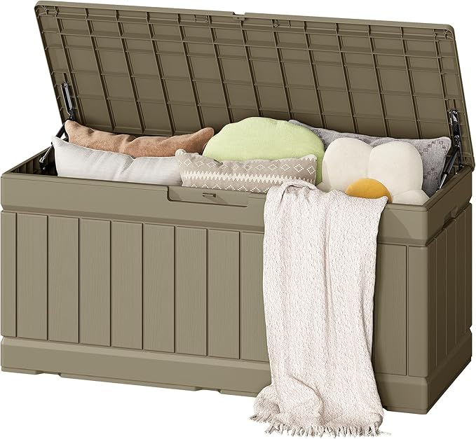 Flamaker Outdoor Storage Box 80 Gallon Resin Waterproof Deck Box Delivery Box by Flamaker