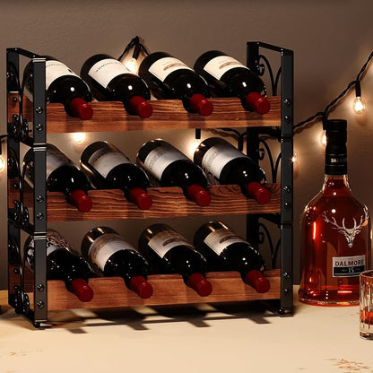 X-cosrack Wine Rack Countertop, 3-Tier 12 Bottles Small Wine Rack Stackable by X-cosrack