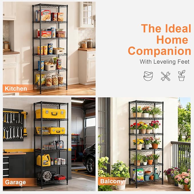 6-Tier Wire Rack Shelving, Metal Shelf Racks - Image 6