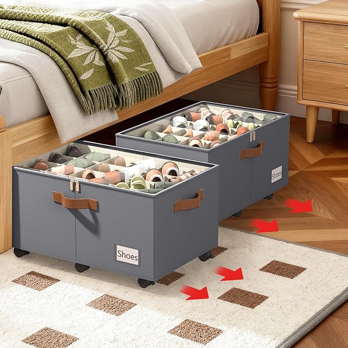 Shoe Organizer for Closet, 2 Pack Shoe Storage Organizer - Image 2