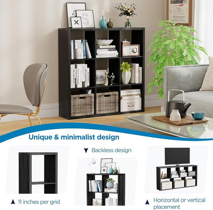 9 Cube Storage Organizer, Wooden Cube Shelf Bookcase - Image 6