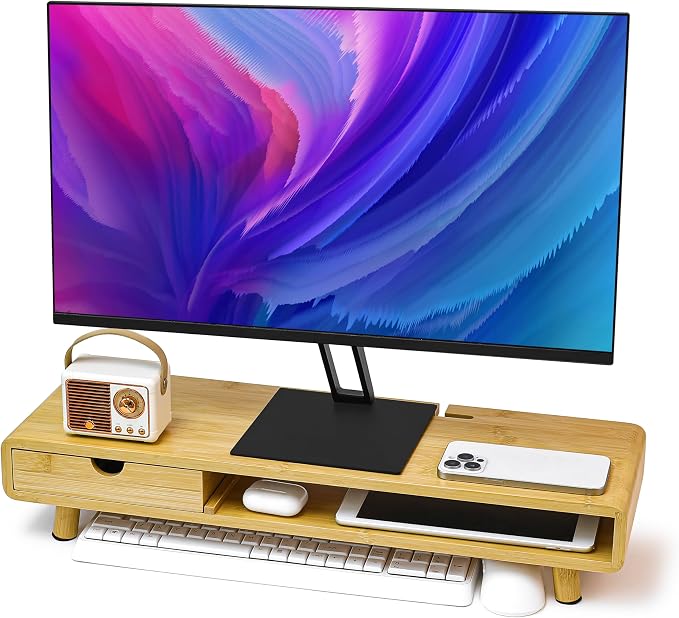 Homerays Monitor Stand with Drawer, Exquisite Computer Monitor Stand by Homerays