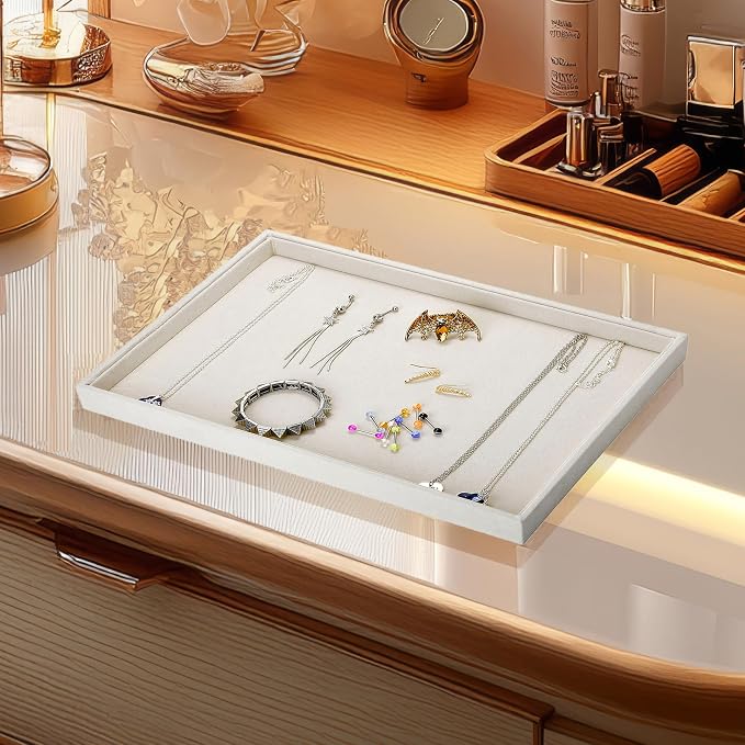 Mornajina 13.8" x 9.5" Velvet Jewelry Tray Jewelry Display Tray Flat Tray - Image 4