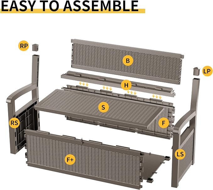 EasyUp 80 Gallon Outdoor Storage Bench Lockable Deck Box Outdoor Storage Box - Image 3