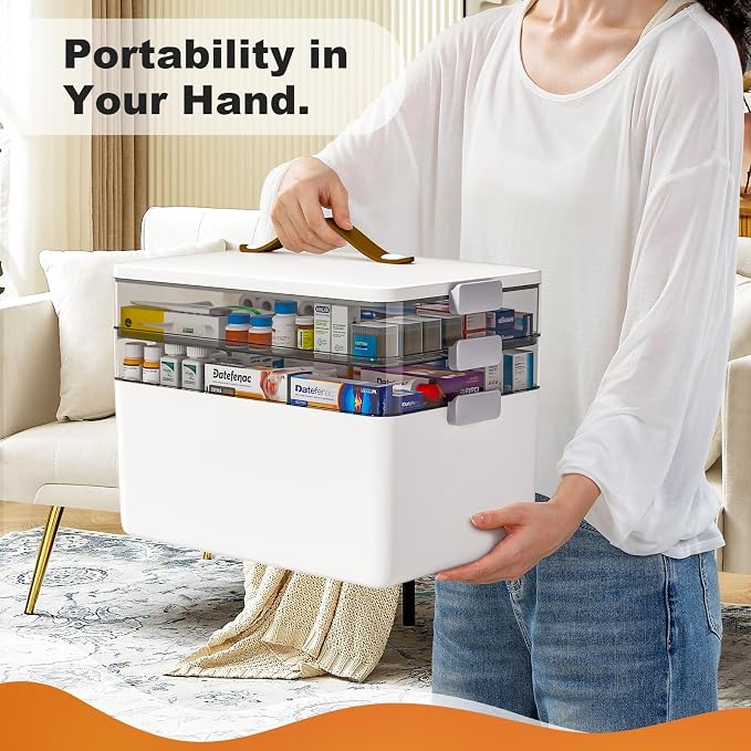 funest 3-Tier Medicine Craft, Organizer Storage, Portable Latch Bin - Image 6