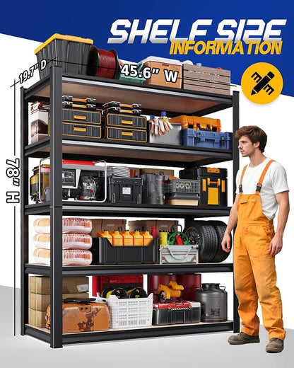 Set of 4 Storage Shelves, 5-Tier Garage Shelving Heavy Duty, Home Storage Rack - Image 3