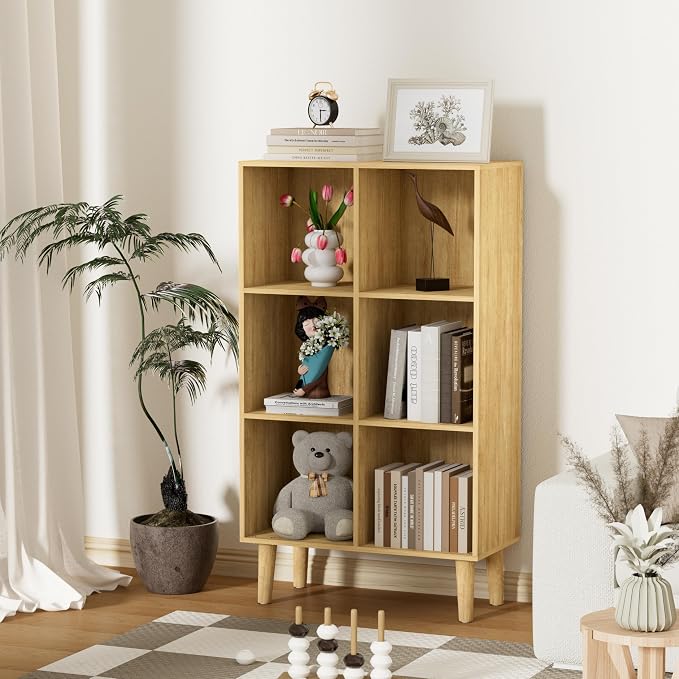 6 Cube Bookcase, Wooden Book Shelf Cube Storage Organizer - Image 2