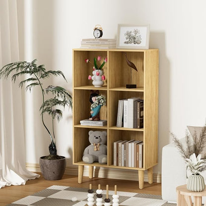 6 Cube Bookcase, Wooden Book Shelf Cube Storage Organizer - Image 2