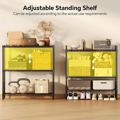 Homeiju 3-Tier Storage Rack, 29.8" Wide Heavy Duty Metal Shelving Unit - Image 4