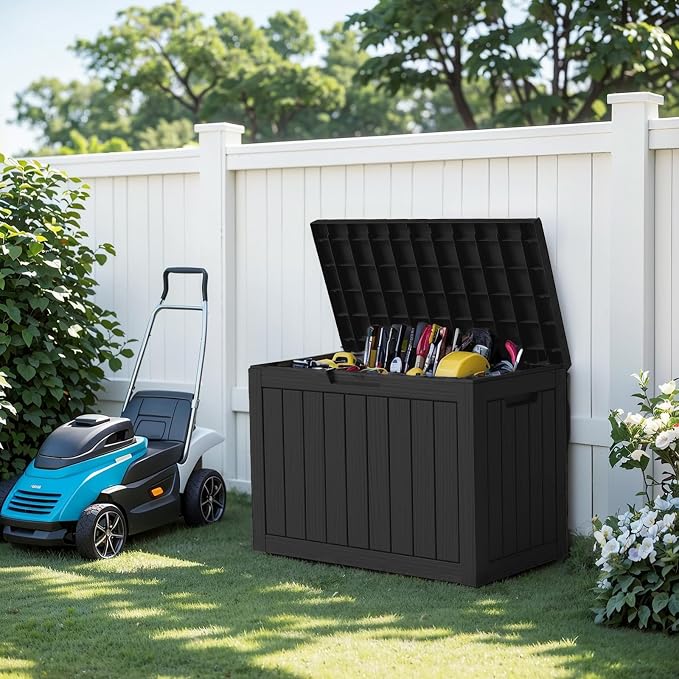 EasyUp 45 Gallon Outdoor Storage Box, Resin Waterproof UV-Resistant Deck Box - Image 6