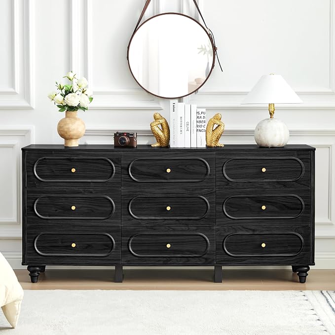 9 Drawer Fluted Dresser for Bedroom, Mid Century Modern Chest of Drawers - Image 3