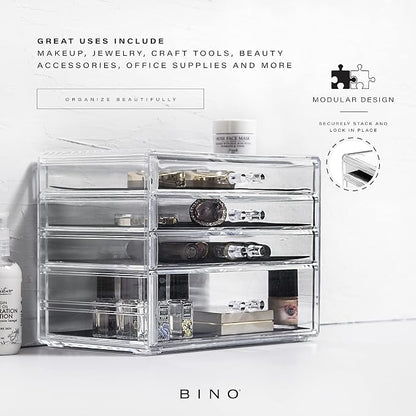 BINO THE MANHATTAN SERIES Acrylic Makeup Drawer Organizer- 4 Drawers | Clear - Image 4