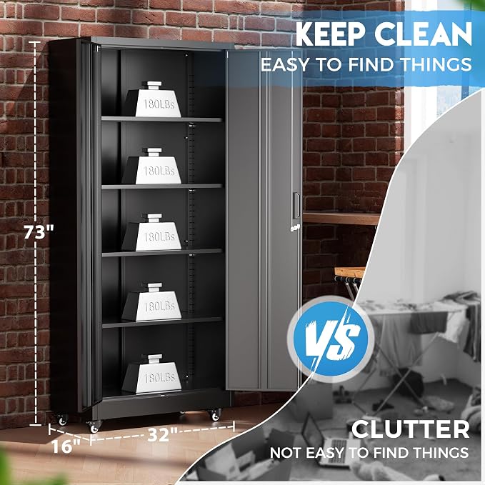 Greenvelly Metal Garage Storage Cabinet - Image 6