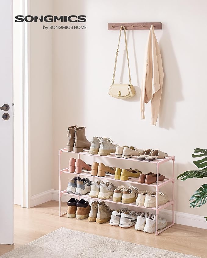 SONGMICS Shoe Rack, 3-Tier Shoe Organizer, Metal Storage Shelf, Upright or - Image 2