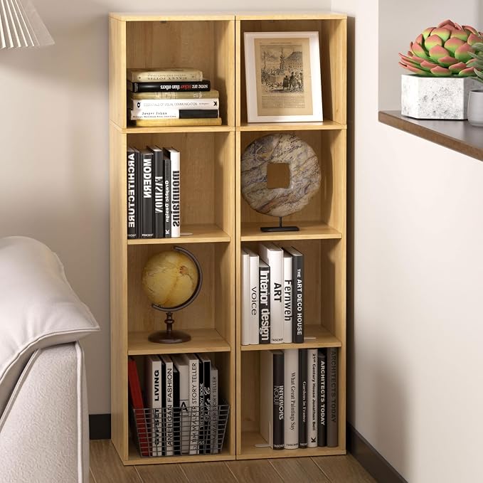 4 Cube Storage Organizer, 4 Tier Cube Low Bookcase Freestanding Storage Display - Image 2