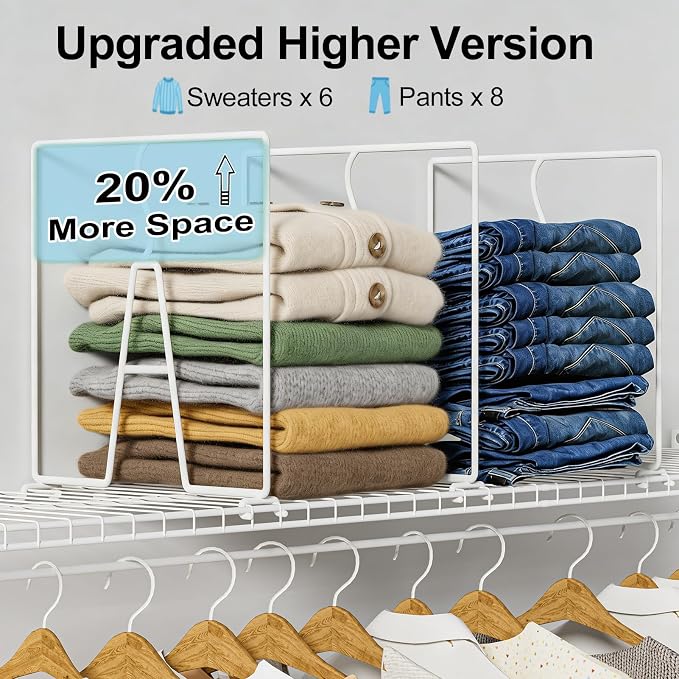 SortNStore Wire Shelf Dividers for Closet: 12-inch Tall 12-inch Deep 6 Pack - Image 4