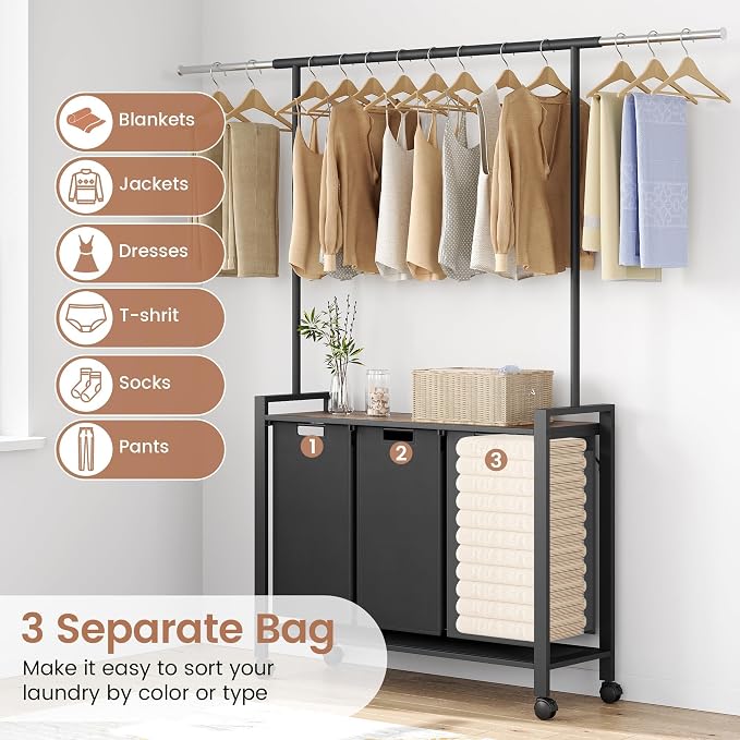 IDEALHOUSE Laundry Sorter, Rolling Laundry Hamper - Image 6