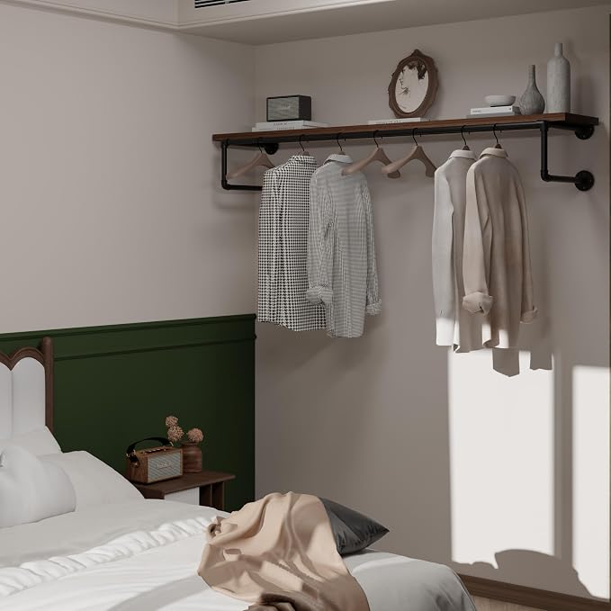 Clothes Rack 60in, Wall Mounted Garment Racks - Image 3