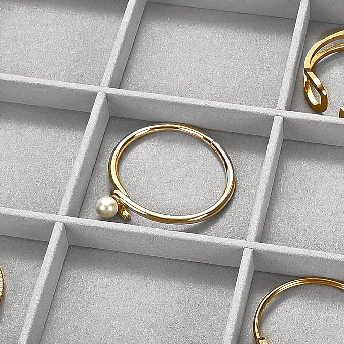 12 Grids Microfiber Jewelry Trays Bracelets Tray Stackable Jewelry Organizer - Image 3
