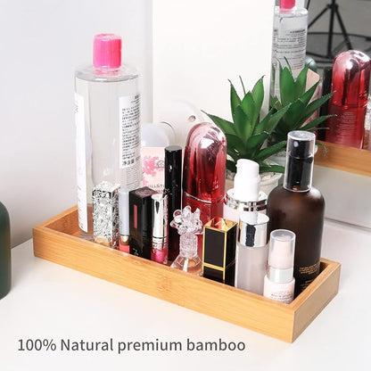 Natural Bamboo Rectangular Vanity Tray, 11.8 x 4.6 x 1.2 inches, Eco-friendly - Image 5