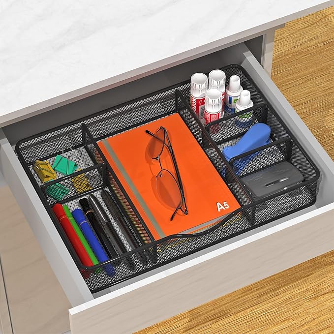 Desk Drawer Organizer, Metal Mesh Drawer Organizer Tray - Image 5