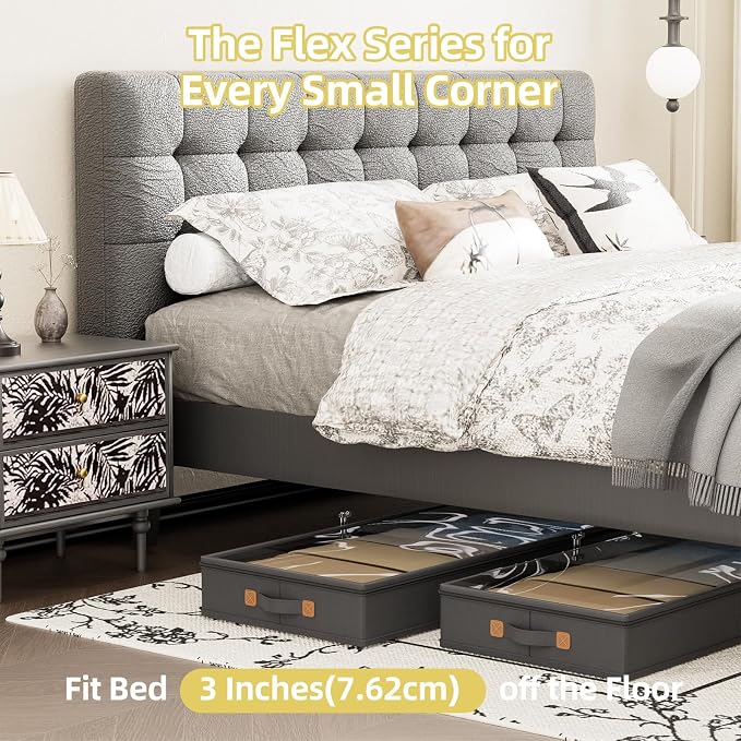 FHSQX Under Bed Storage Container 3 Inches Low Profile Under-bed Organizer Bins - Image 3