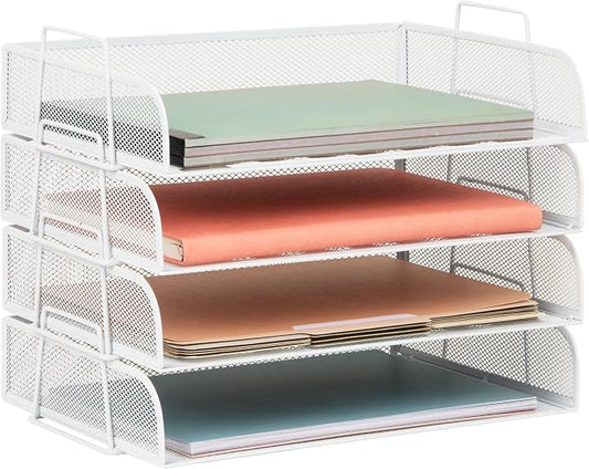 Mind Reader Stackable Paper Tray, Desktop Organizer, File Storage, Metal Mesh by MindReader