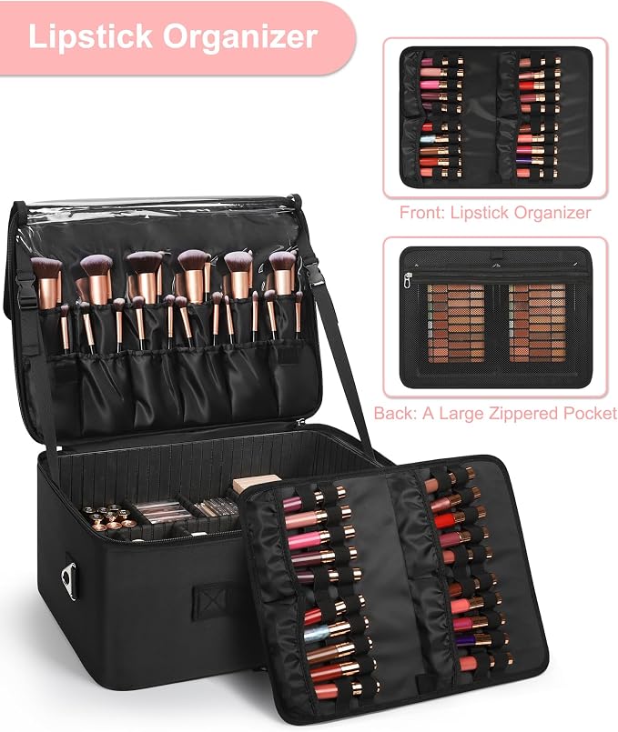 Relavel Extra Large Makeup Case Professional Cosmetic Storage Organizer Box - Image 5
