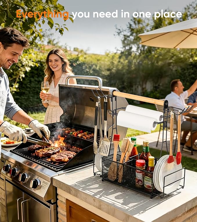 Grill Caddy Barbecue Tool Sets for Outdoor Grill, Picnic BBQ Caddy Picnic - Image 2