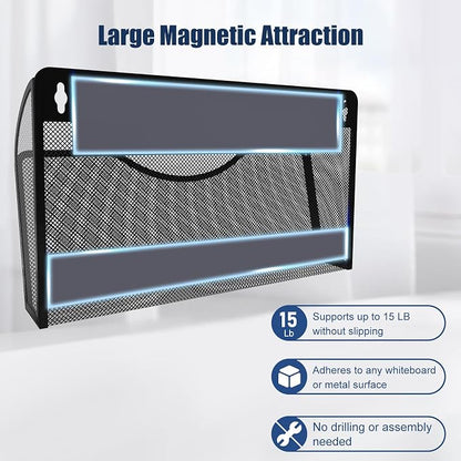 Magnetic File Holder 3 Pockets File Folder Organizer, Office Hanging Magazine - Image 2
