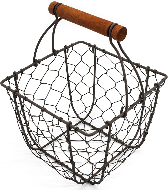 CVHOMEDECO. Square Chicken Wire Egg Basket Fruit Basket by CVHOMEDECO