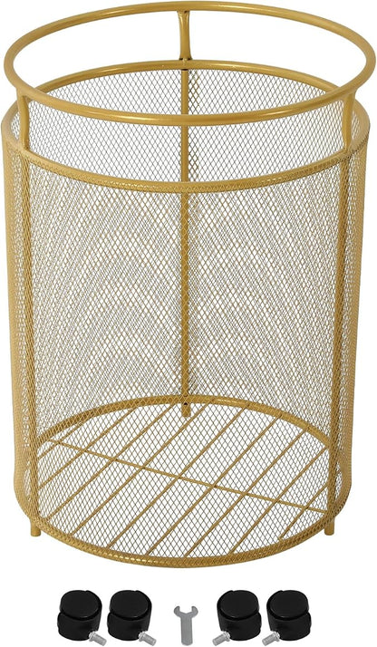 Laundry Hamper with Wheels, Round Metal Laundry Basket Cart, Portable Laundry - Image 5