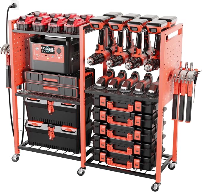 Heavy-Duty Power Tools Organizer Cart by Goyappin