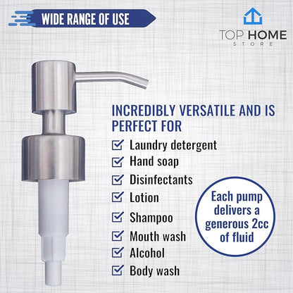 Stainless Steel Soap & Lotion Dispenser Pumps, Brushed Nickel Replacement - Image 3