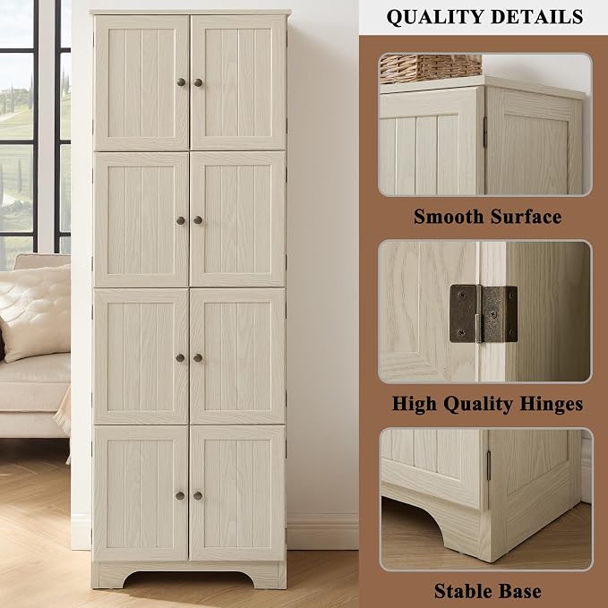 72" H Farmhouse Storage Cabinet, 4 Tier Kitchen Pantry Cabinet - Image 3