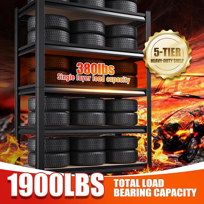 6-Pack 5-Tier Heavy Duty Metal Shelving Units, Adjustable Steel Storage Racks - Image 5