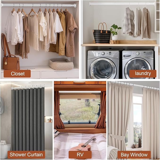 Closet Rods for Hanging Clothes, 17-70 Inch Stepless Adjustable Closet Rod - Image 6
