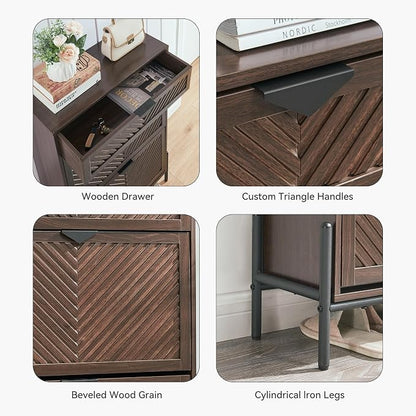 Shoe Cabinet with 2 Flip Drawers, Narrow Entryway Rack, Freestanding, - Image 6